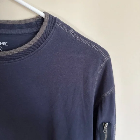 Men’s Navy Blue Organic Cotton KUHL Kommando Crew Pullover Size Small Outdoors - Picture 8 of 8